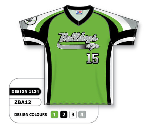 Athletic Knit Custom Sublimated V-Neck Baseball Jersey Design 1124 (ZBA12-1124)